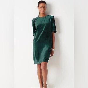 NWT J. Jill Velvet Short Puff Sleeves Crewneck Knee Length Shift Dress Size XL‎
